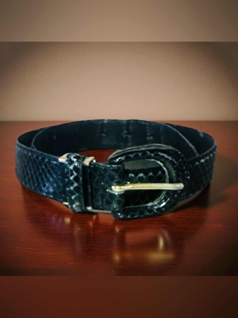 Western Black Snake Print Leather Belt Mens, Womens 34x1.25"